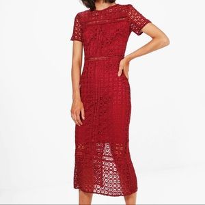 burgundy midi dress